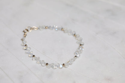 Moonstone Petal Beaded Bracelet 14k