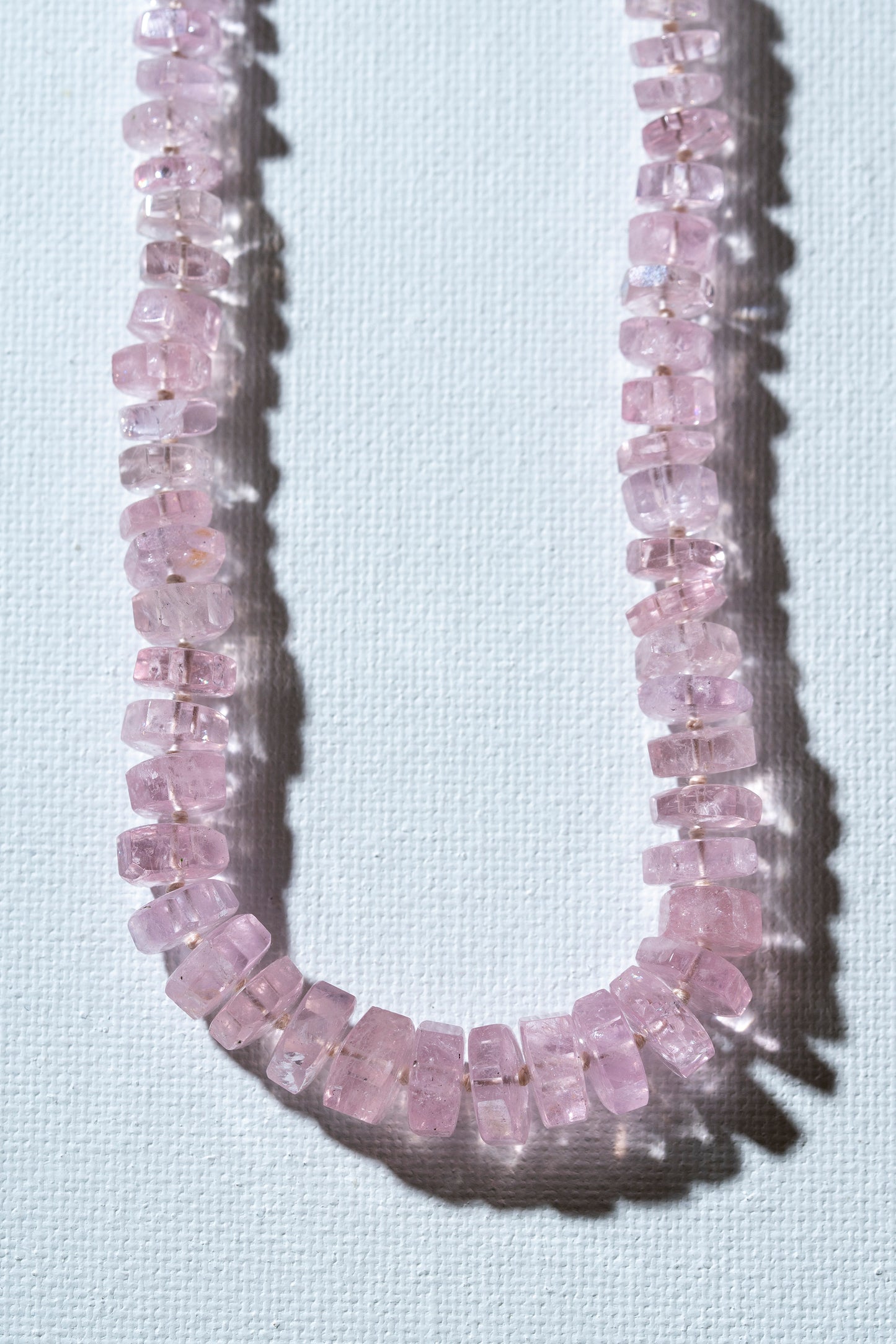 morganite beryl crystal cut knotted bead necklaces beaded jewelry 14k solid gold brittany myra