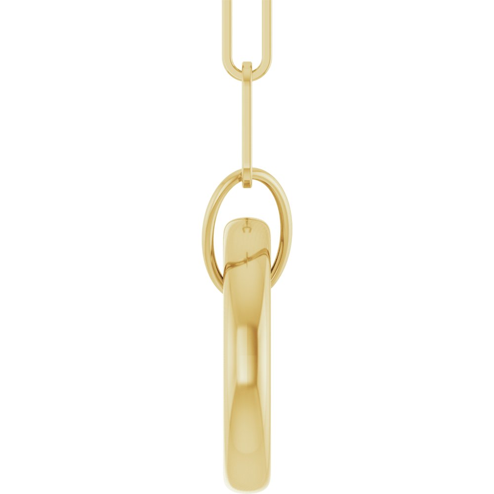 Gold pendant round paperclip links on a white background