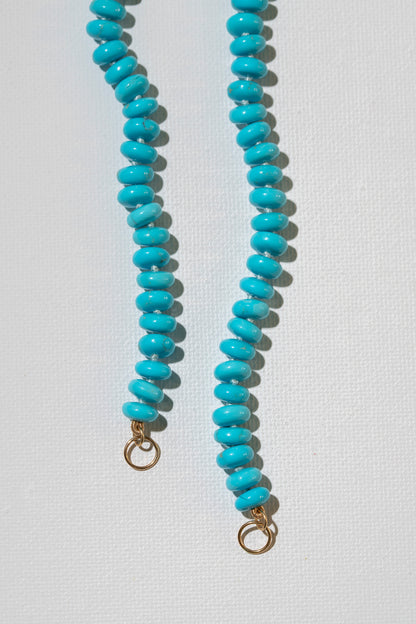 Kingman Turquoise Knotted Candy Necklace 14k Open Loops