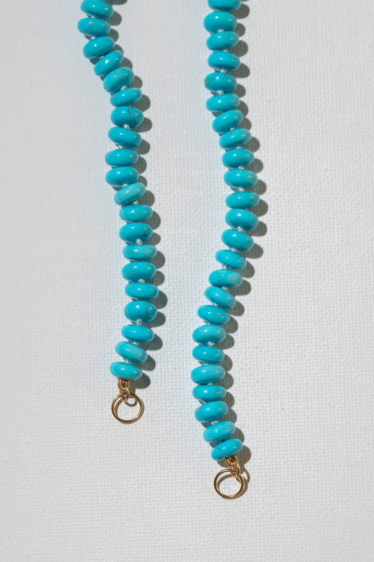 Kingman Turquoise Knotted Candy Necklace 14k Open Loops