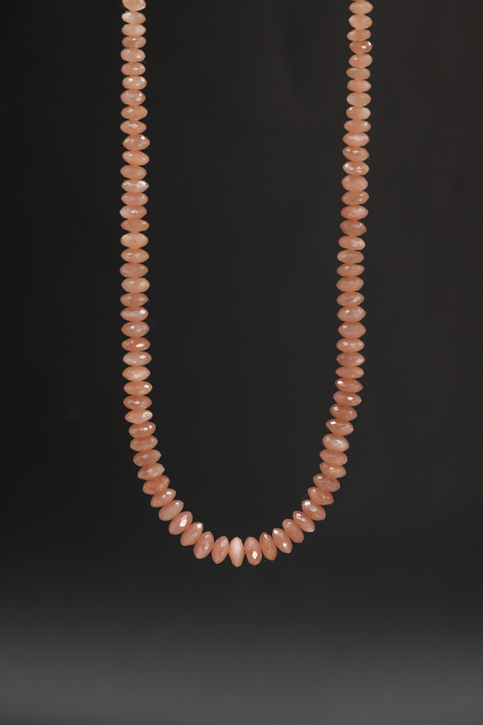Faceted Peach Moonstone Strand Necklace - Made to Order