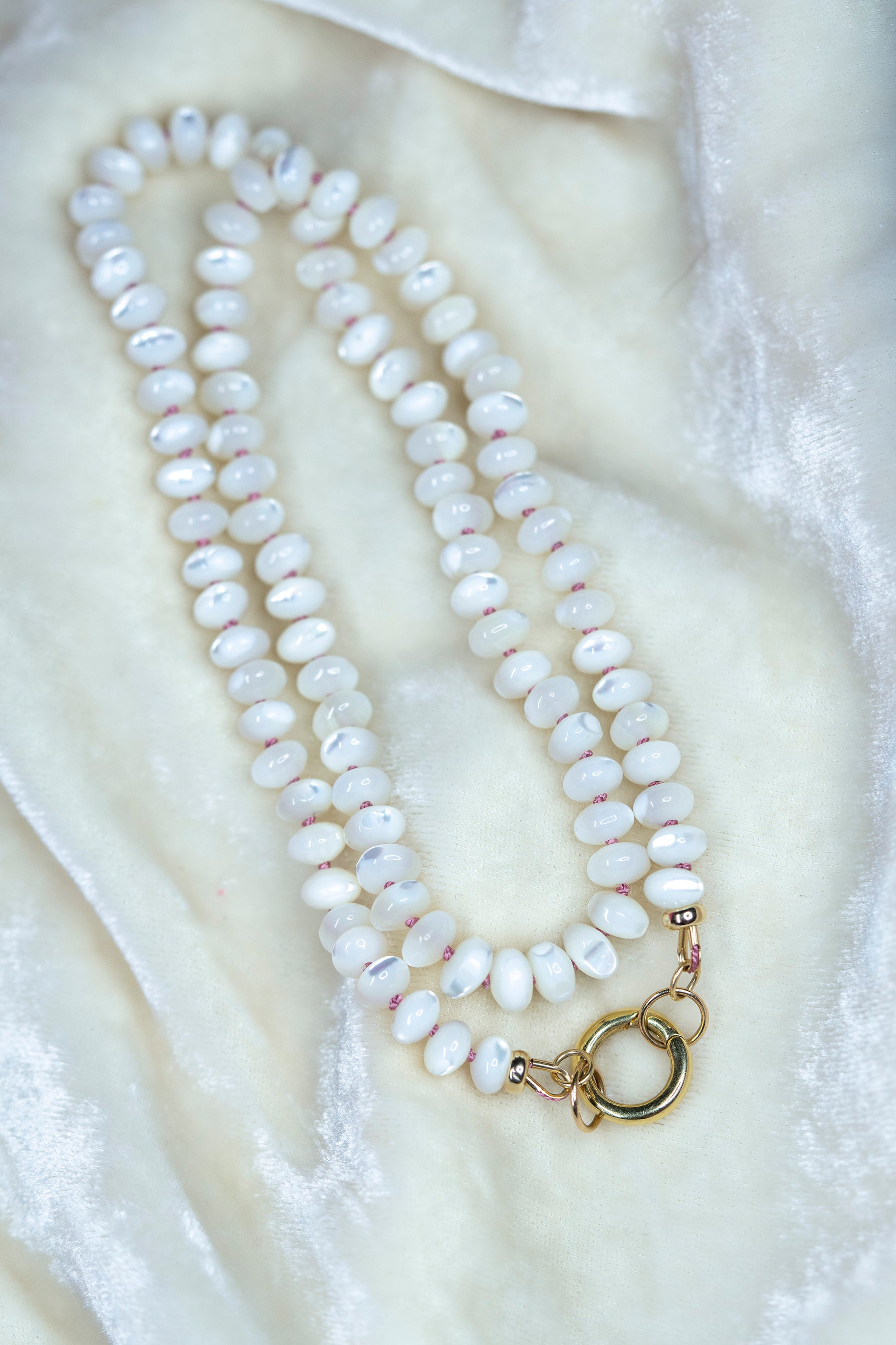 mother of pearl knotted bead necklace white gemstone beaded jewelry pearls