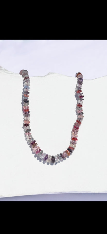 Faceted Spinel Knotted Gemstone Candy Necklace 14k Gold