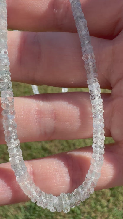 Natural Powder Blue Sapphires Beaded Necklace Gold Filled