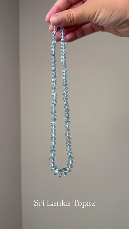Sri Lanka Topaz Knotted Gemstone Necklace 14k Gold