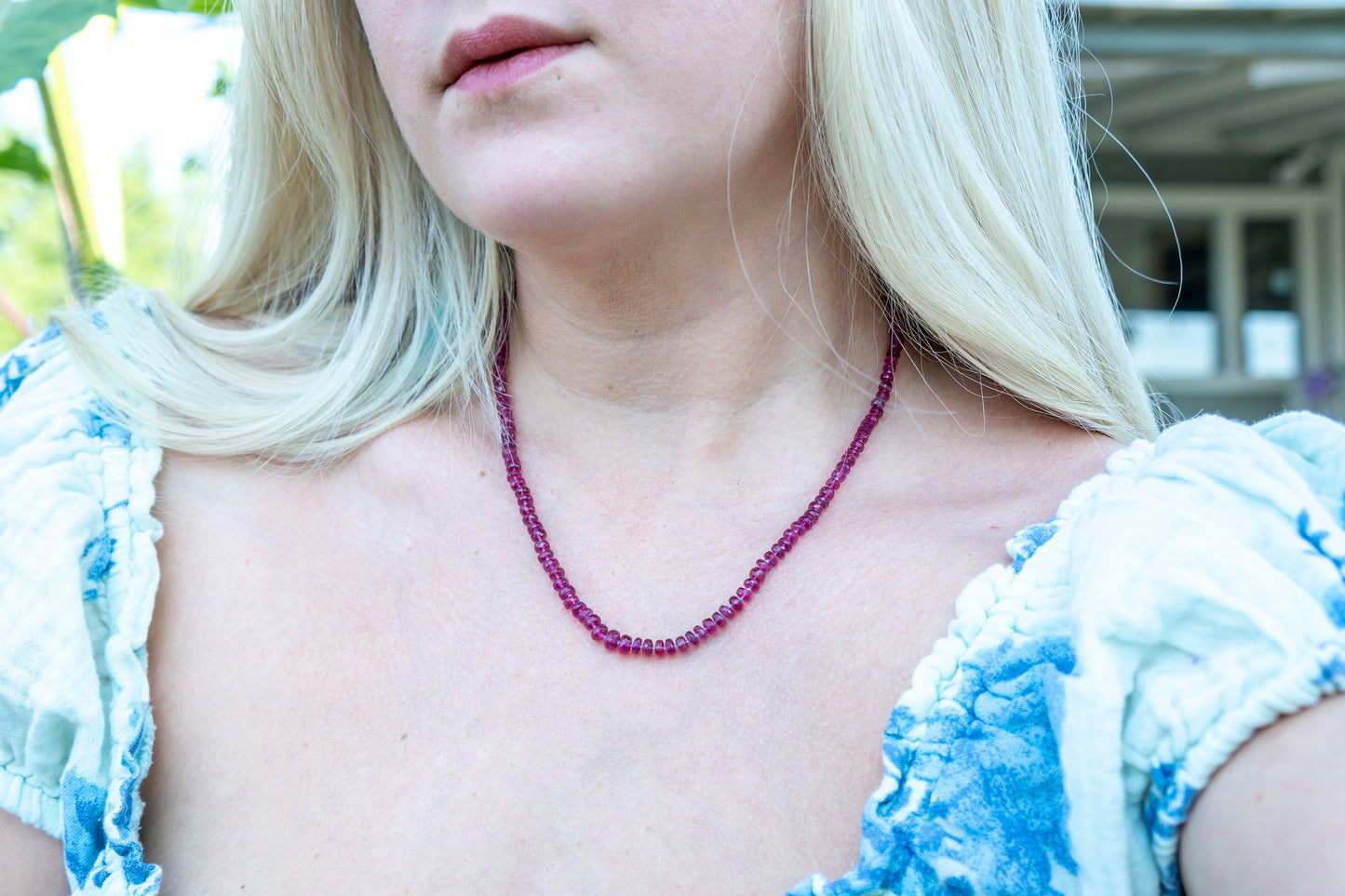 Rubellite Tourmaline Knotted Bead Necklace