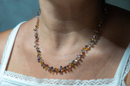 Gem Sapphire Candy Necklace with African Ruby Beads and 14k Gold