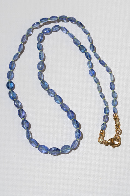 Faceted Tanzanite Nuggets Knotted Candy Necklace