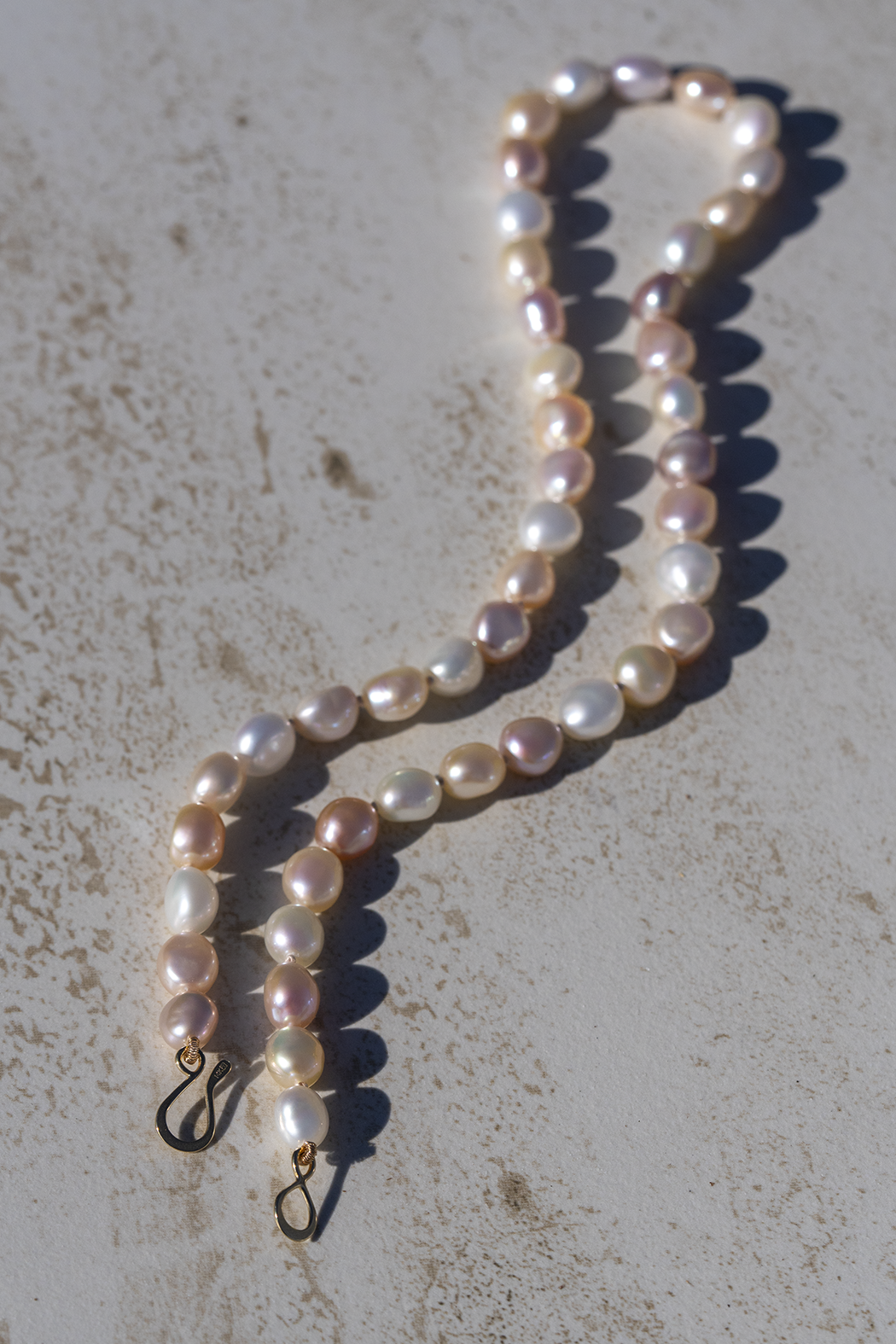 Tri Color Freshwater Pearls 18" Knotted Necklace