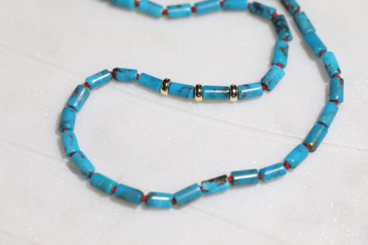 Dainty Turquoise Knotted Necklace 14k