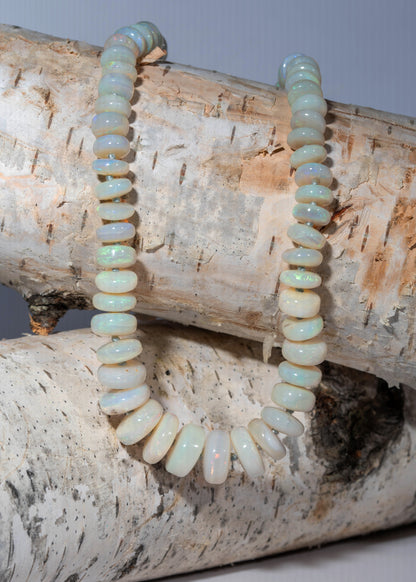 Opaque White Australian Opal Candy Necklace