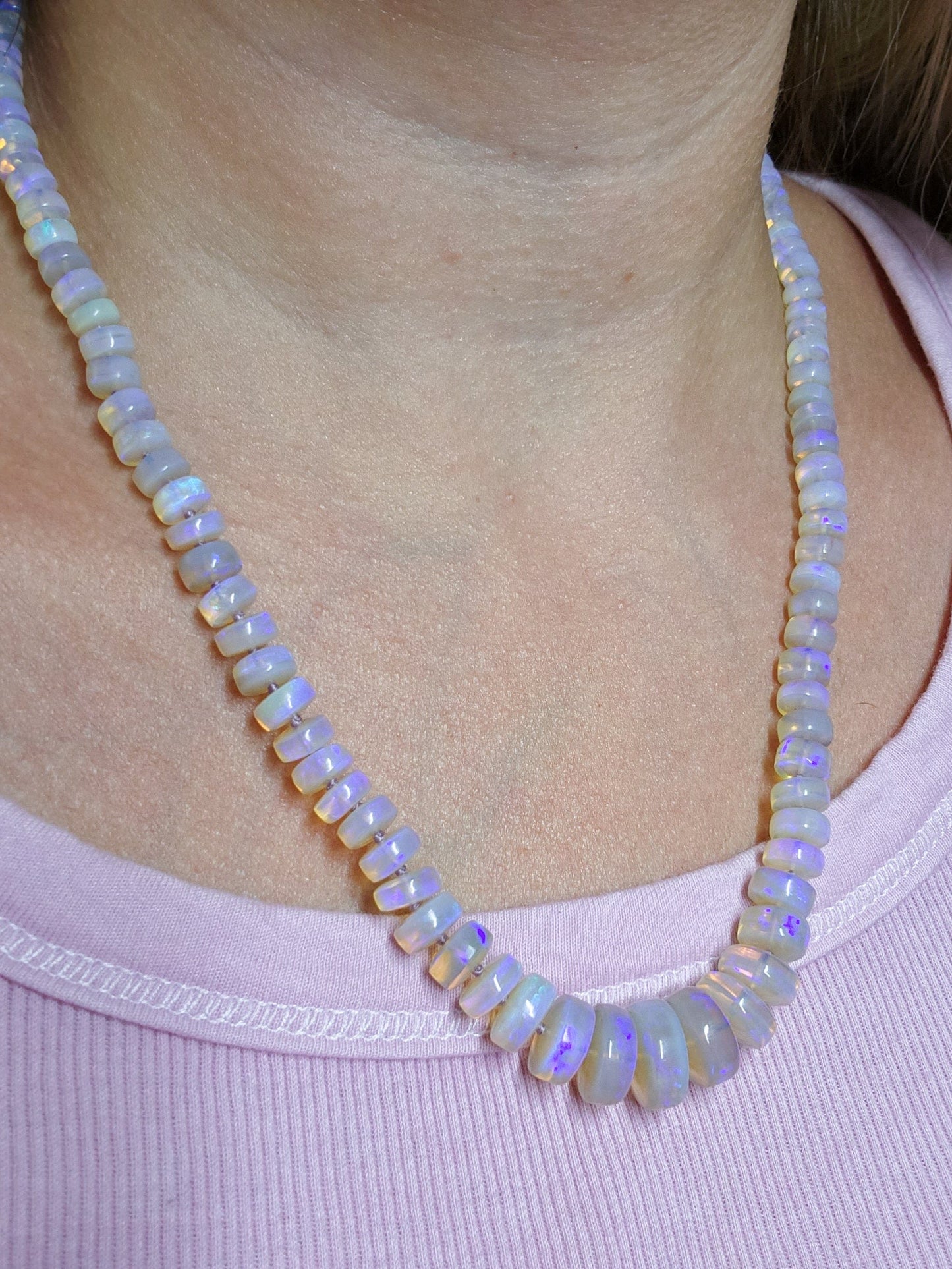 australian crystal opal beaded candy necklace handknotted 14k gold brittany myra jewelry