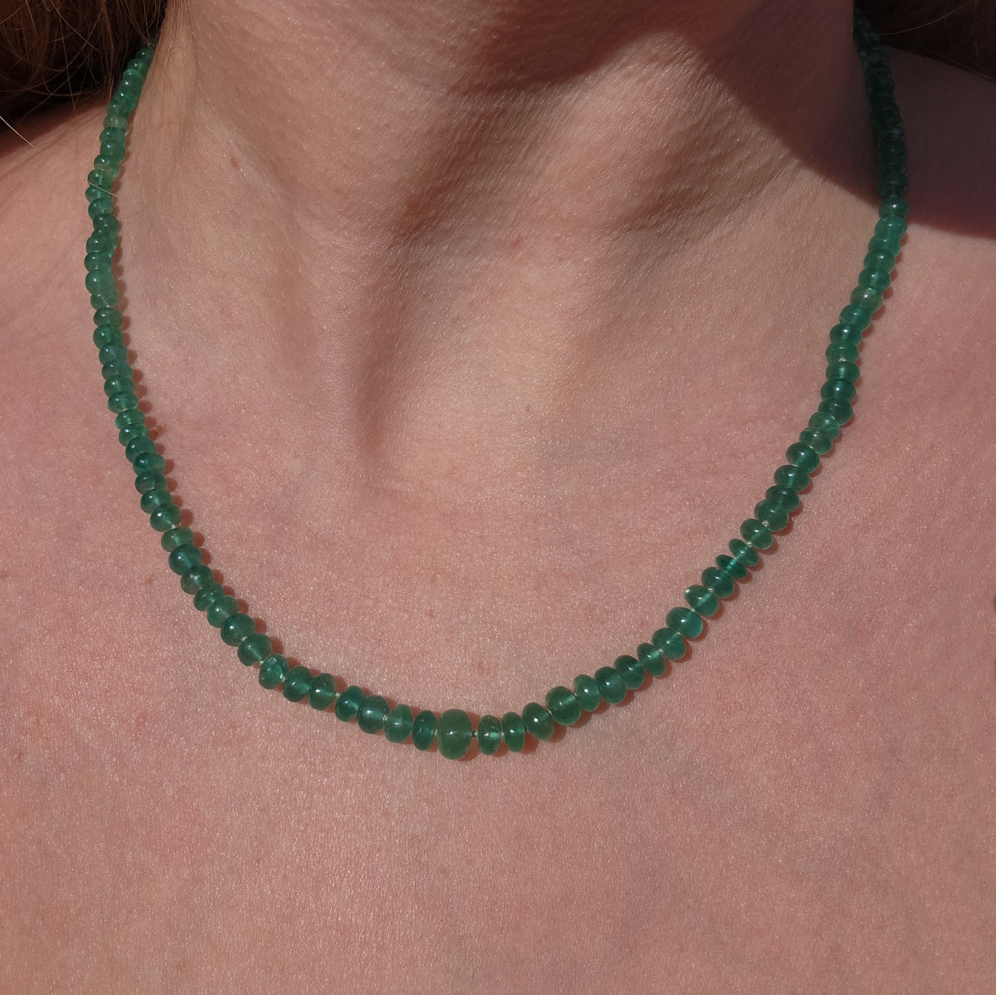 emeralds beads zambian rondelle necklace 14k gold collar