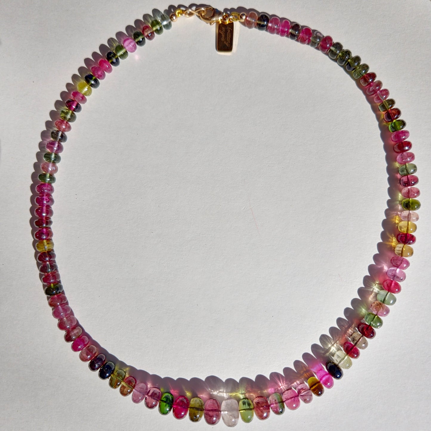 tourmaline beaded candy necklace 14k gold