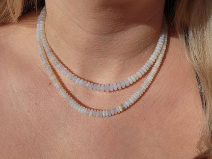 Andamooka Australian Opal Beaded Necklace 14k