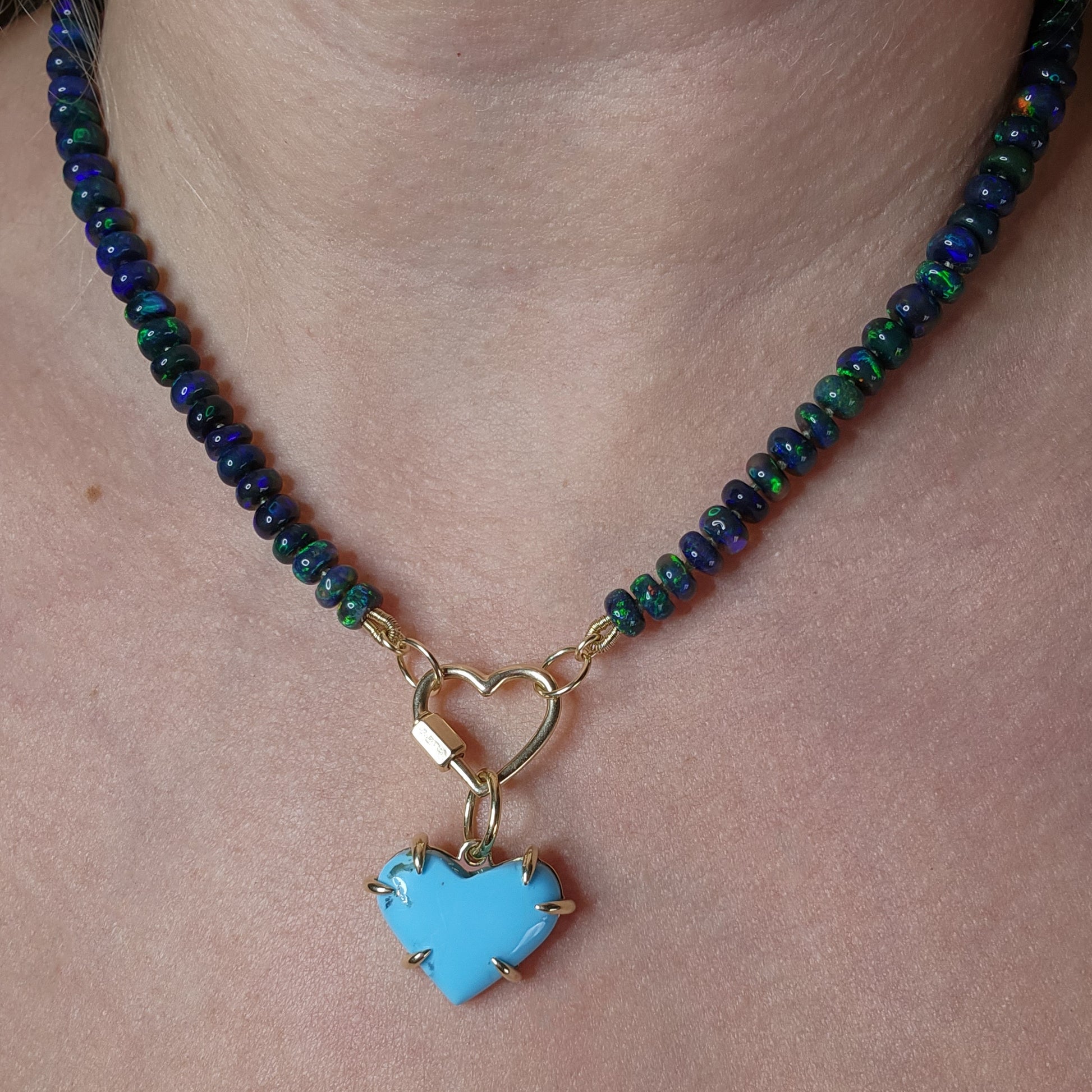 real authentic Kingman Turquoise Heart Pendant 14k Gold