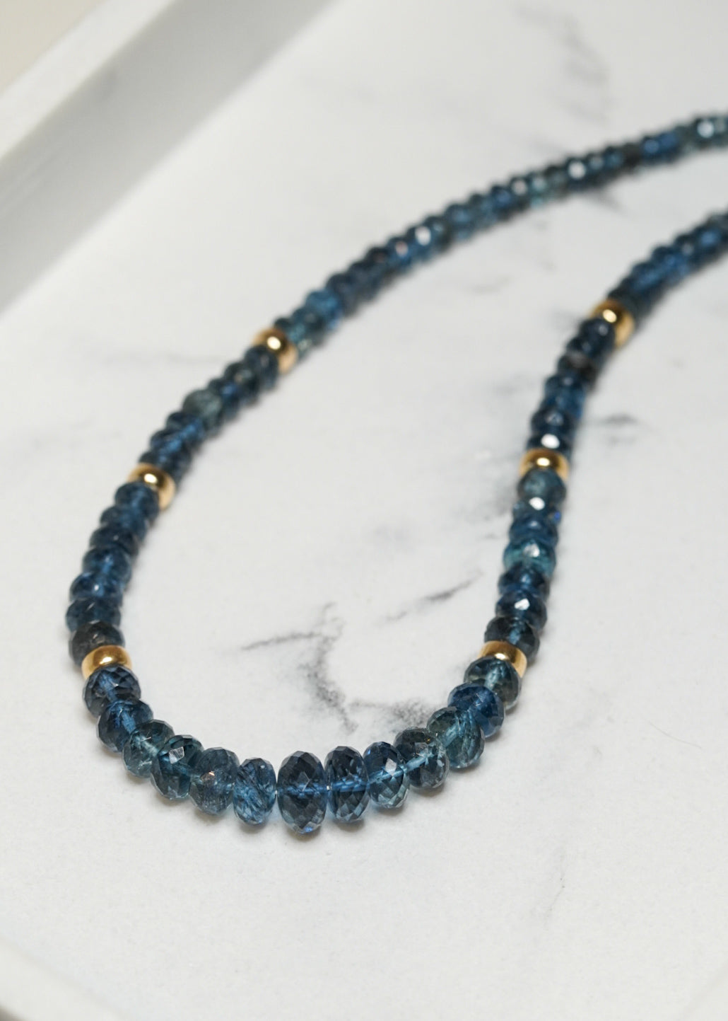 aquamarine bead collar necklace 14k gold