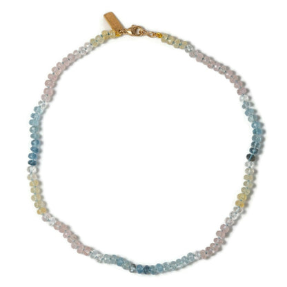 beryl aquamarine morganite beaded necklace 14k gold