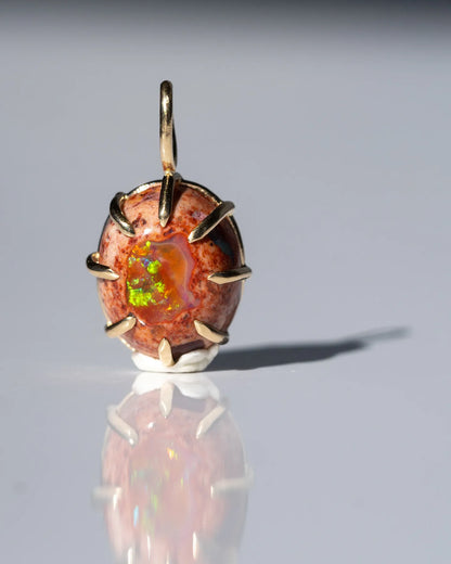 Mexican Fire Opal 14k Gold Pendant