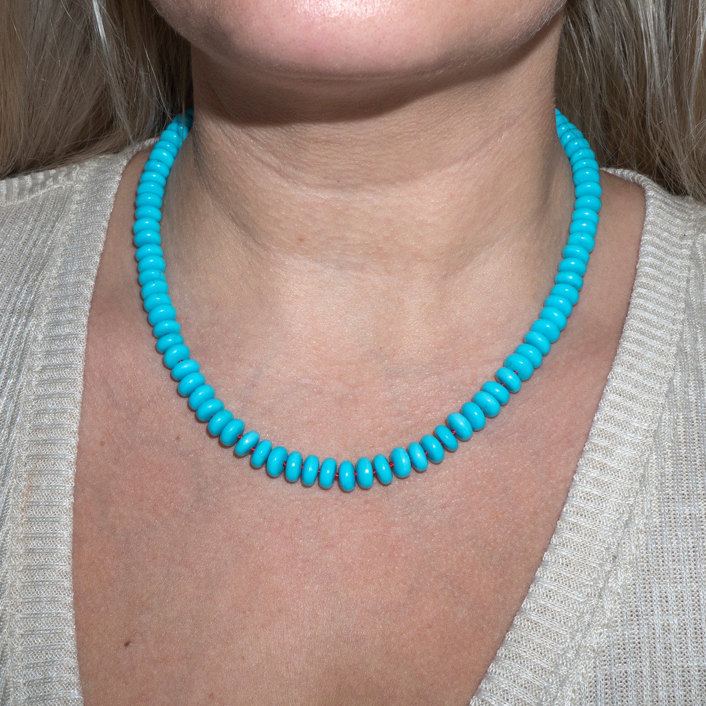 Kingman Turquoise Beaded Candy Necklace