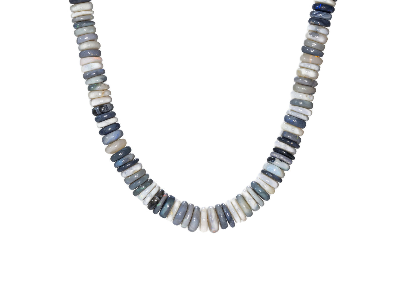 australian opal rondelle bead necklace collar 14k