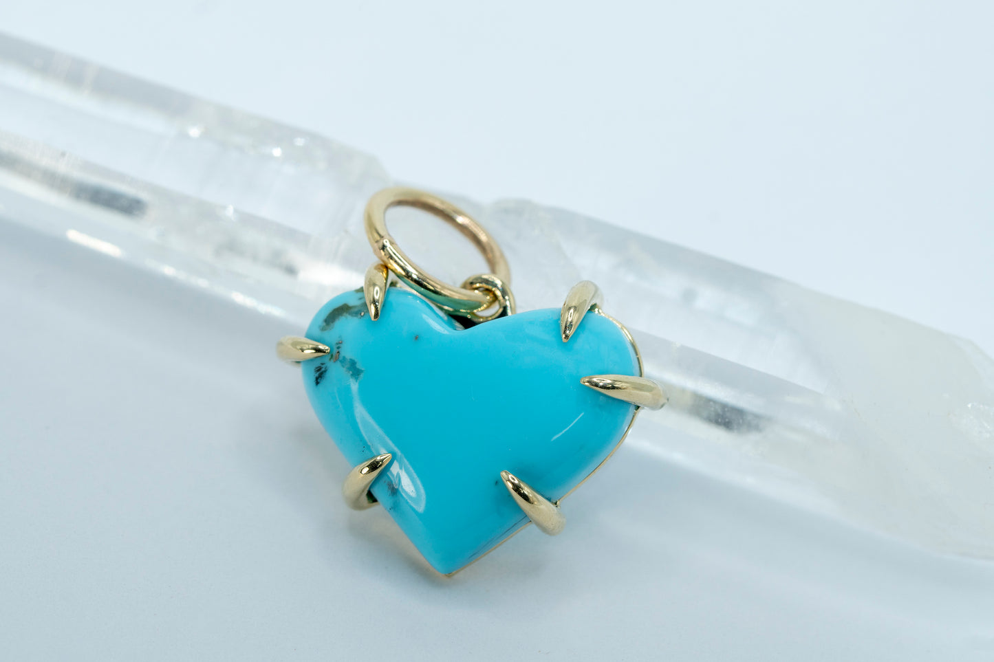 real authentic Kingman Turquoise Heart Pendant 14k Gold